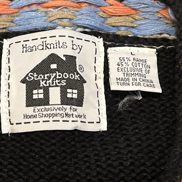 Storybook Knits Cardigan Sweater SZ Large Black Deco Glamour Knit Beaded - Picture 3 of 12
